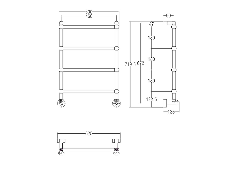 Водяной полотенцесушитель Margaroli Sole 442TS4604OB Бронза от магазина ЛесКонПром.ру