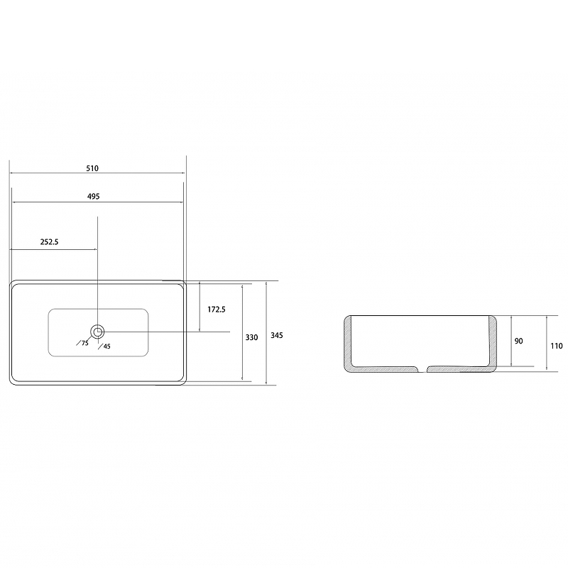 Раковина-чаша Abber Rechteck 51 AC2207MG Серая матовая от магазина ЛесКонПром.ру