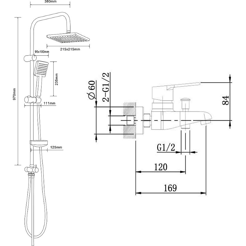 Душевая система Agger A2994000 Хром от магазина ЛесКонПром.ру