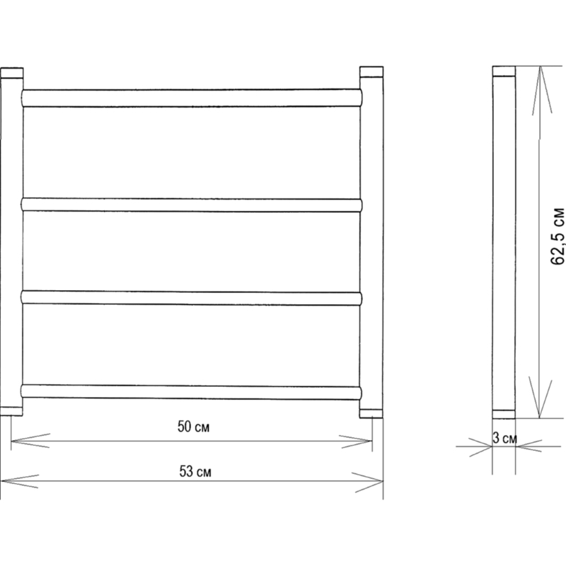Водяной полотенцесушитель EWRIKA Сафо P 60х50 Хром от магазина ЛесКонПром.ру