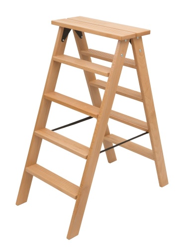 Стремянка двухсторонняя деревянная Hoz-Block Марк 5 ступеней Светлая (арт. ДДС-5С) от магазина ЛесКонПром.ру