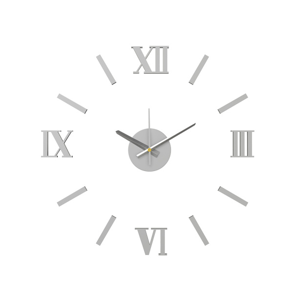 Часы-наклейки d60 см матовый хром от магазина ЛесКонПром.ру