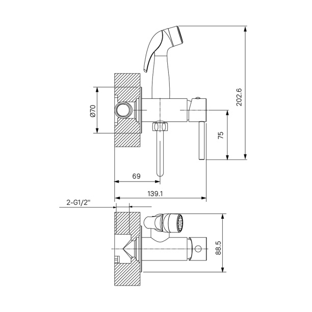 Гигиенический душ Milardo Neat встраиваемый черный от магазина ЛесКонПром.ру