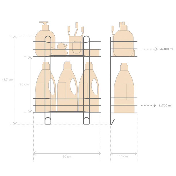 Полка сетчатая ЧМЗ Стамбул 2-ярусная прямая от магазина ЛесКонПром.ру