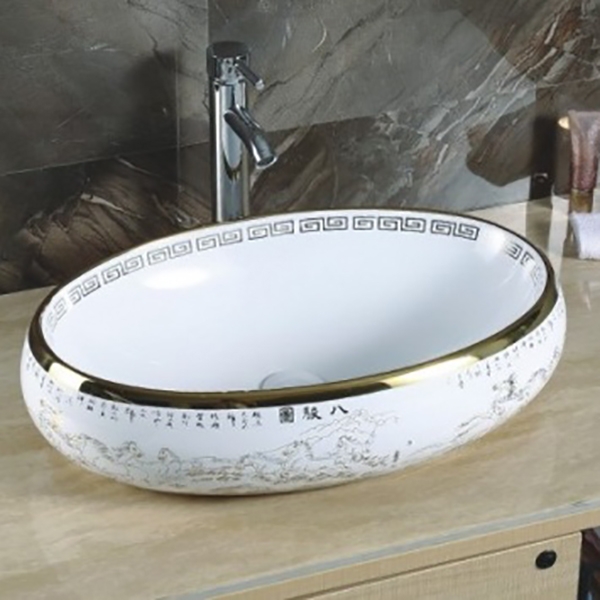 Раковина-чаша CeramaLux 59 472 Белая Золотая от магазина ЛесКонПром.ру