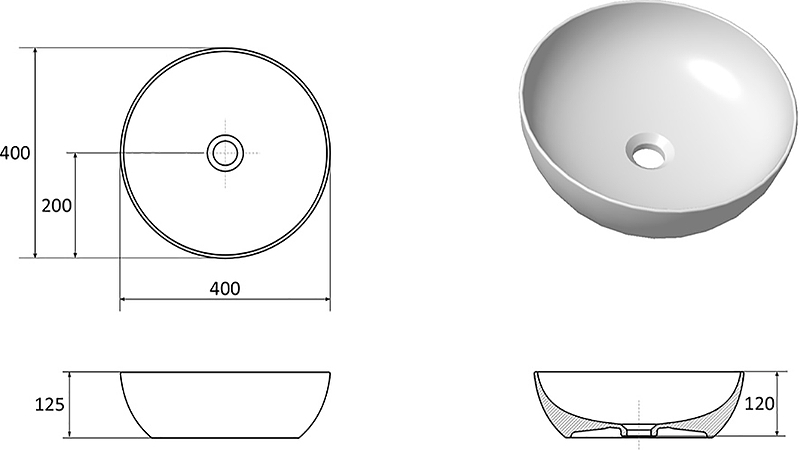 Раковина-чаша Ravak Uni Slim 40 XJX01140003 Белая от магазина ЛесКонПром.ру
