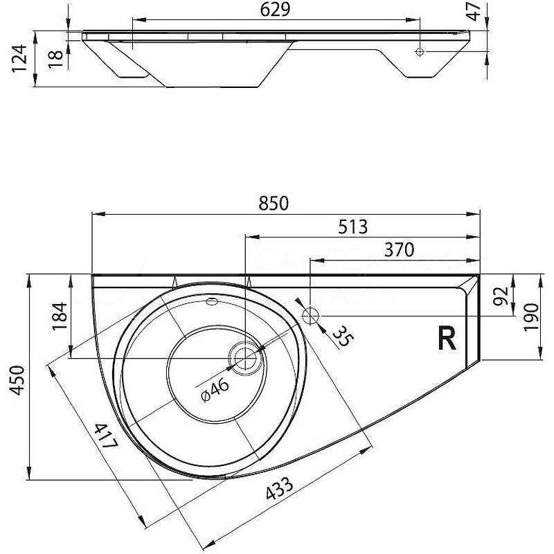 Раковина Ravak Avocado 85 P XJ1P1100000 Белая от магазина ЛесКонПром.ру