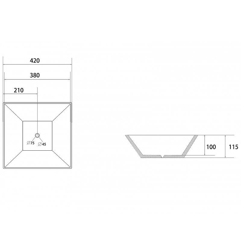 Раковина-чаша Abber Rechteck 42 AC2214MB Черная матовая от магазина ЛесКонПром.ру