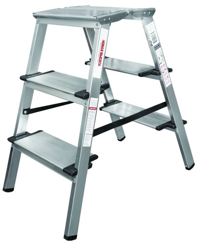 Стремянка алюминиевая двухсторонняя с широкой ступенью Новая Высота 3 ступени (арт. 1127203) от магазина ЛесКонПром.ру