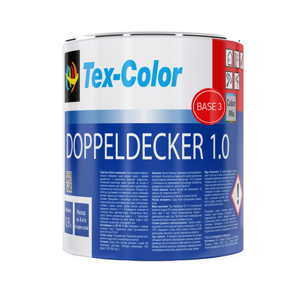 Краска интерьерная Tex-Color Doppeldecker 1.0 белая (база 3) 0,9 л от магазина ЛесКонПром.ру