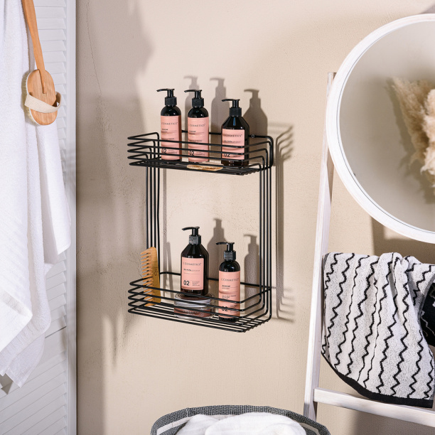 Полка сетчатая ЧМЗ 2-ярусная прямая черная от магазина ЛесКонПром.ру