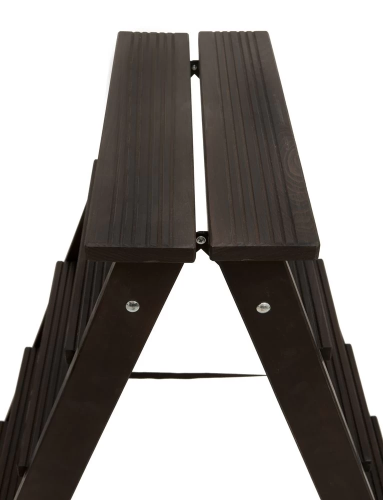 Стремянка двухсторонняя деревянная Hoz-Block Марк 5 ступеней Черная (арт. ДДС-5Ч) от магазина ЛесКонПром.ру