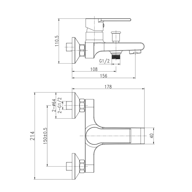 Смеситель для ванны Cersanit Brasko хром от магазина ЛесКонПром.ру