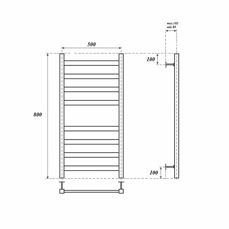 Электрический полотенцесушитель Point Меркурий PN83158BE П8 500x800 левый/правый Черный от магазина ЛесКонПром.ру