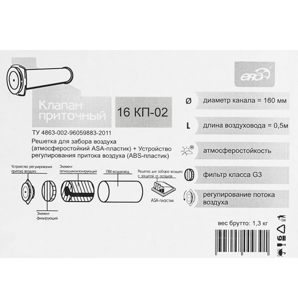 Клапан приточный D160 ERA от магазина ЛесКонПром.ру