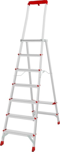Стремянка алюминиевая профессиональная с увеличенной площадкой и органайзером Новая Высота 7 ступеней (арт. 3135107) от магазина ЛесКонПром.ру