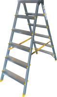 Двухсторонняя стремянка алюминиевая  Алюмет 6 ступеней арт. AD 7206 от магазина ЛесКонПром.ру