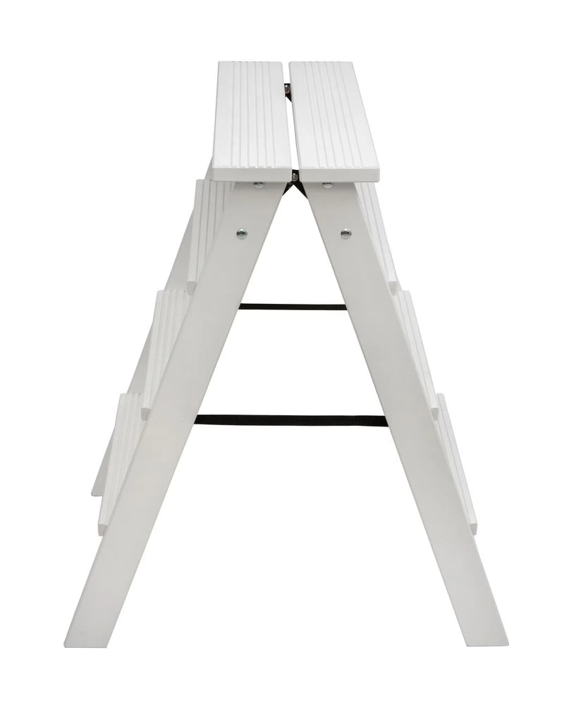 Стремянка двухсторонняя деревянная Hoz-Block Марк 4 ступени Белая (арт. ДДС-4Б) от магазина ЛесКонПром.ру