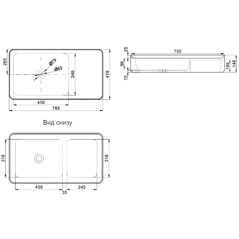 Раковина Melana 77 MLN-A572 Белая от магазина ЛесКонПром.ру
