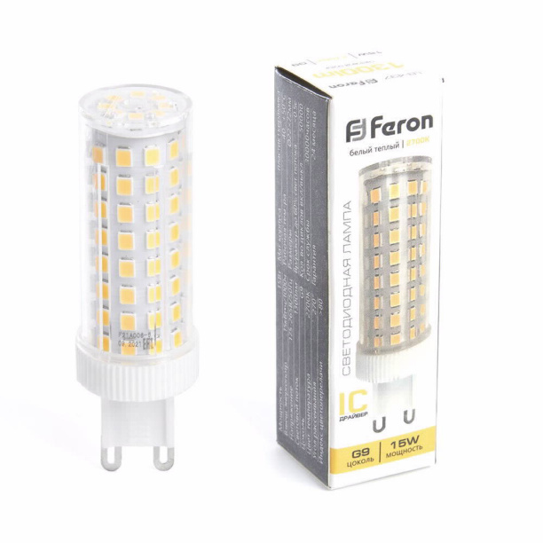 Светодиодная лампа Feron 15 Вт G9 220 В теплый от магазина ЛесКонПром.ру