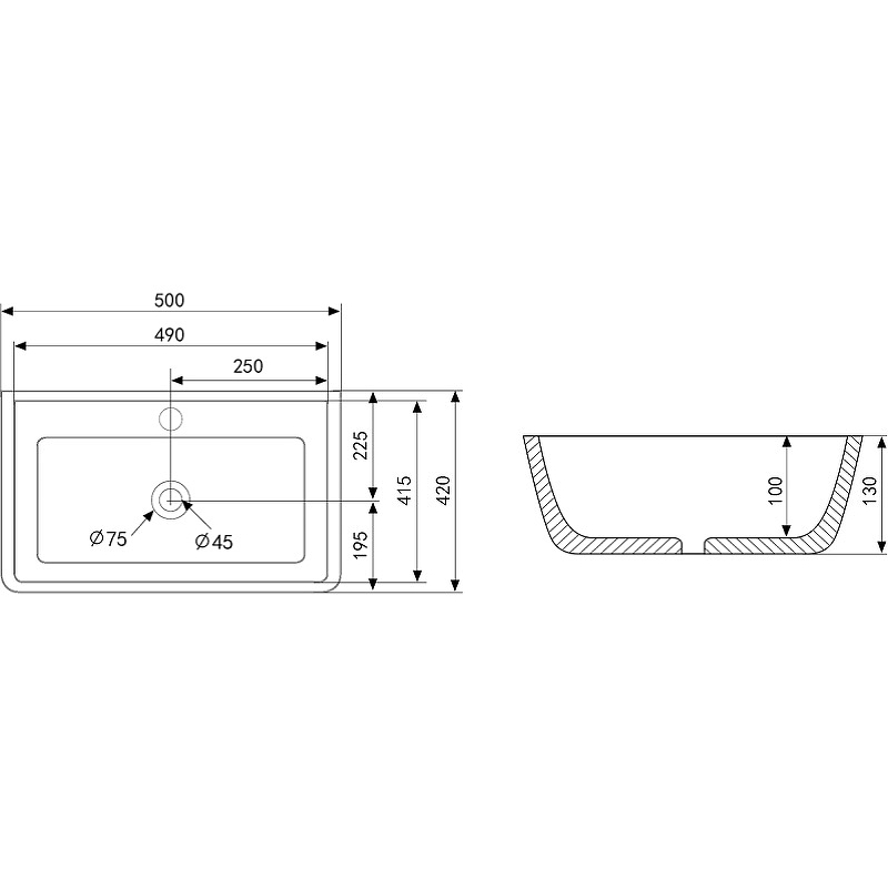 Раковина Abber Rechteck 50 AC2203 Белая от магазина ЛесКонПром.ру