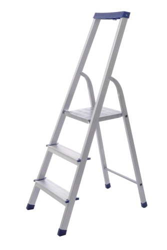 Стремянка алюминиевая с алюминиевыми ступенями STAIRS ЛЮКС с органайзером 3 ступени (арт. AS 03 LX) от магазина ЛесКонПром.ру