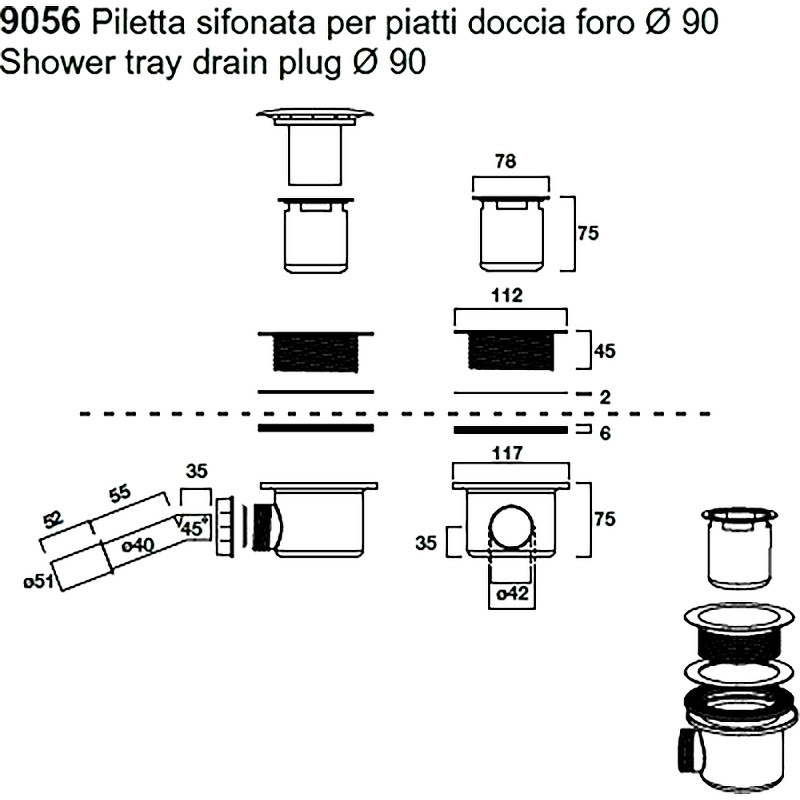 Сифон для душевого поддона Kerasan Retro 905691 Золото от магазина ЛесКонПром.ру
