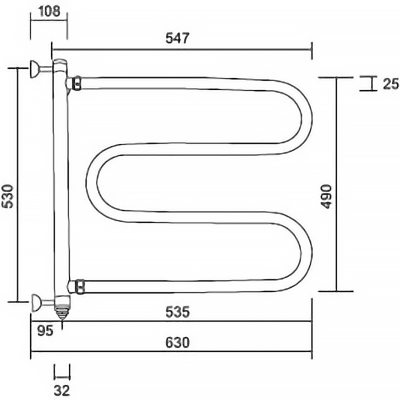 Электрический полотенцесушитель Margaroli Vento 500CRC Хром от магазина ЛесКонПром.ру