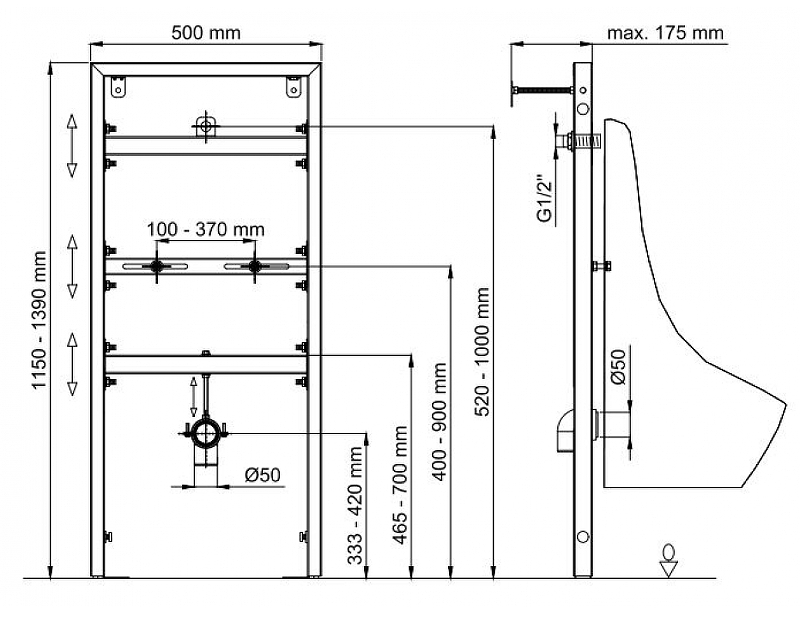 Инсталляция Berges Novum 049215 для писсуара Синяя от магазина ЛесКонПром.ру