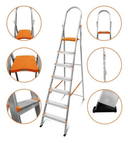 Стремянка алюминиевая Эйфель 7 ступеней (арт. Мечта 107) от магазина ЛесКонПром.ру