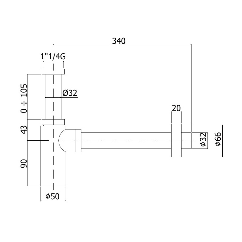 Сифон для раковины Paffoni Minimal ZACC240ST Сталь от магазина ЛесКонПром.ру