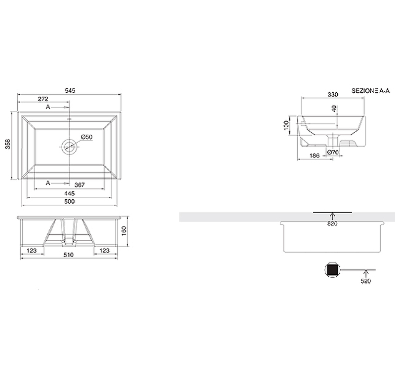 Раковина Scarabeo Gaia-Tech-Miky 55 8037 Белая от магазина ЛесКонПром.ру