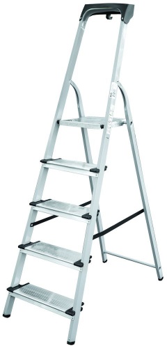 Стремянка стальная с широкой ступенью и органайзером Новая Высота 5 ступеней (арт. 1138105) от магазина ЛесКонПром.ру