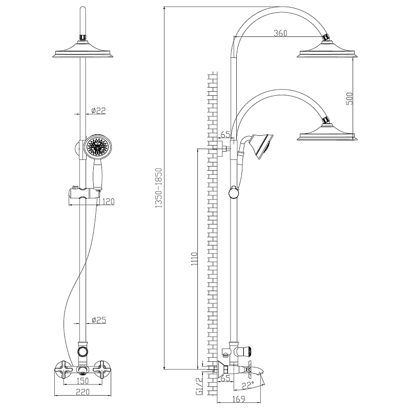 Душевая система Lemark Duetto LM5762C Хром от магазина ЛесКонПром.ру