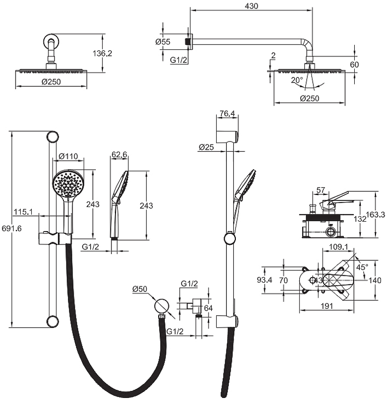 Душевая система Cersanit Moduo 64087 Хром от магазина ЛесКонПром.ру