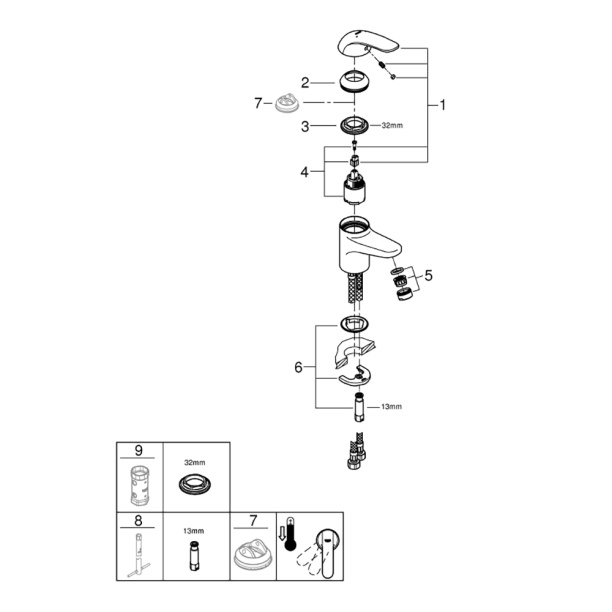 Смеситель для раковины GROHE Euroeco хром от магазина ЛесКонПром.ру