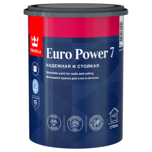Краска для стен и потолка TIKKURILA Euro Power 7 белая (база A) 0,9 л