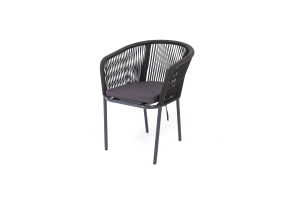 "Марсель" плетеный стул из эластичных лент, цвет темно-серый, цвет каркаса RAL