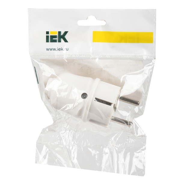 Вилка с заземлением белая IEK от магазина ЛесКонПром.ру