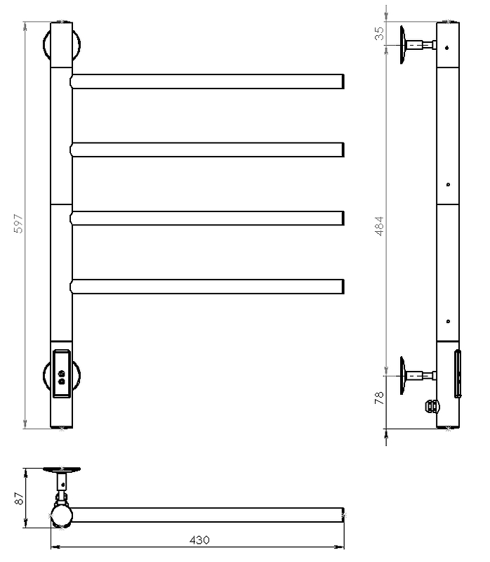 Электрический полотенцесушитель Vincea 43х60 VTD-1S1CE Хром от магазина ЛесКонПром.ру