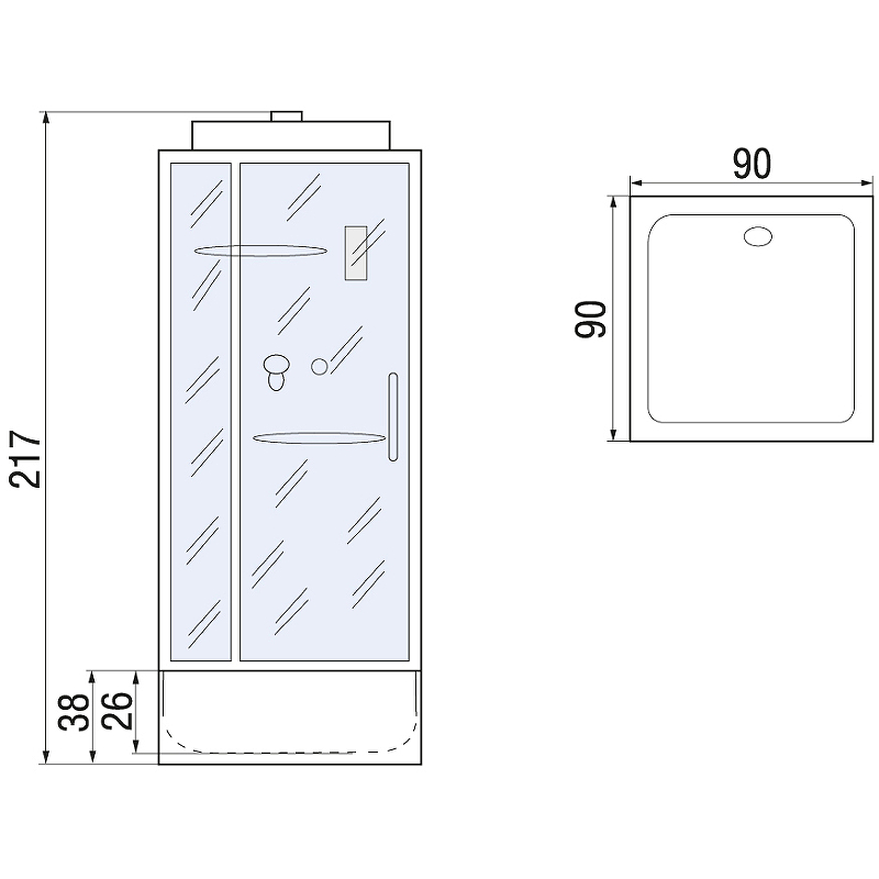 Душевая кабина River Tana 90x90 10000003115 с поддоном от магазина ЛесКонПром.ру