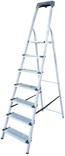 Стремянка стальная с широкой ступенью и органайзером Новая Высота 7 ступеней (арт. 1138107) от магазина ЛесКонПром.ру