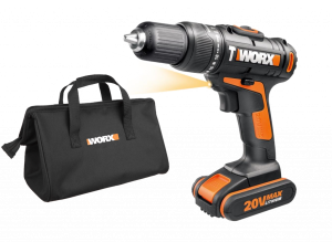 Дрель-шуруповерт ударная WORX WX371.3 аккумуляторная 20V 40Нм, с двумя АКБ на 1.5Ач и ЗУ в 0,4А, в сумке