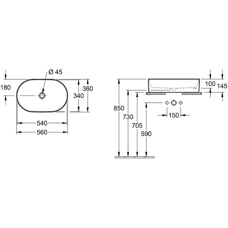 Раковина-чаша Villeroy&Boch Collaro 56 4A195601 Альпийский белый от магазина ЛесКонПром.ру