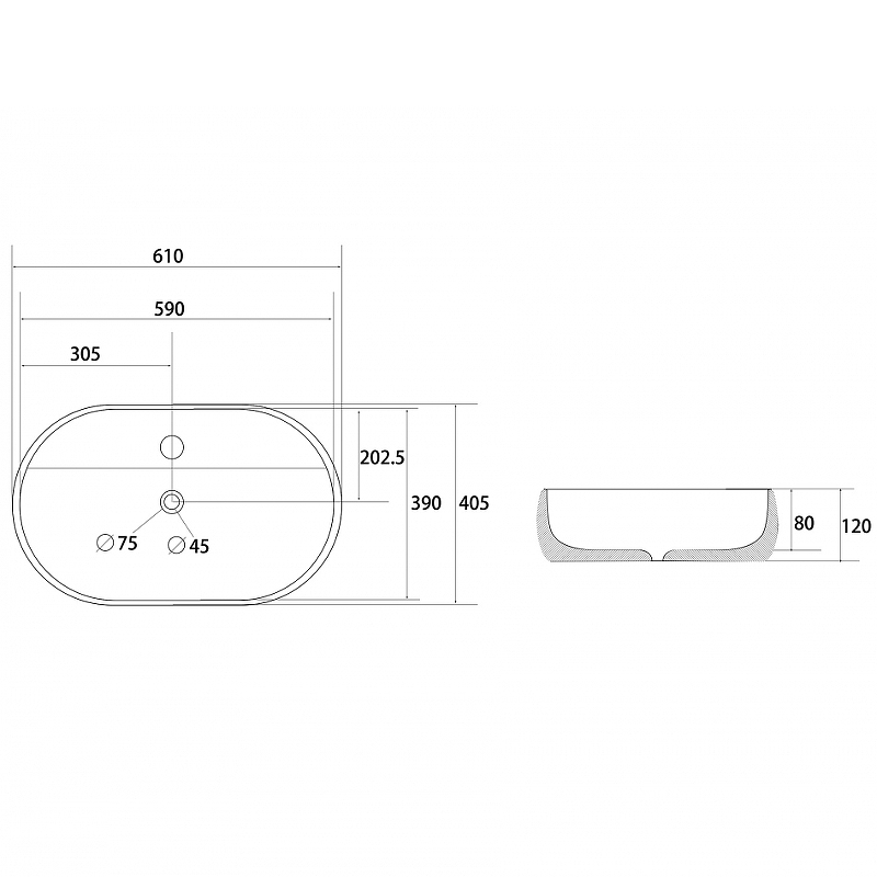 Раковина Abber Bequem 60 AC2113 Белая от магазина ЛесКонПром.ру