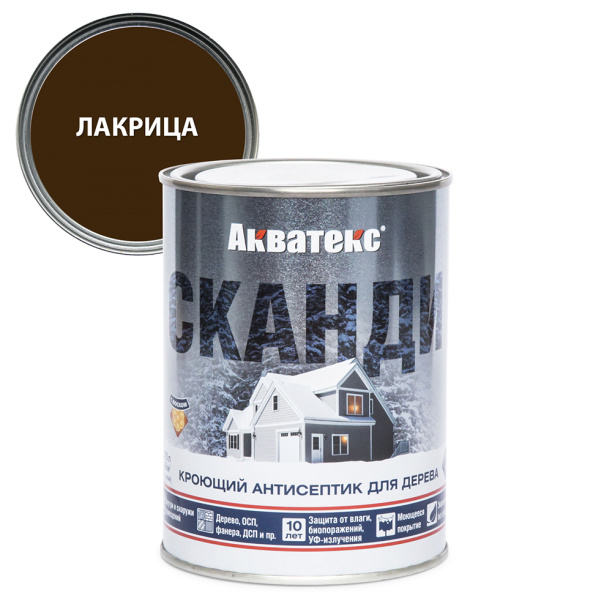 Пропитка декоративно-защитная акриловая кроющая Акватекс Сканди лакрица 0,75 л от магазина ЛесКонПром.ру