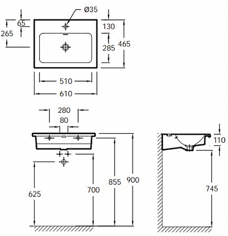 Раковина Jacob Delafon Vox 61 EXAF112-Z-00 Белая от магазина ЛесКонПром.ру
