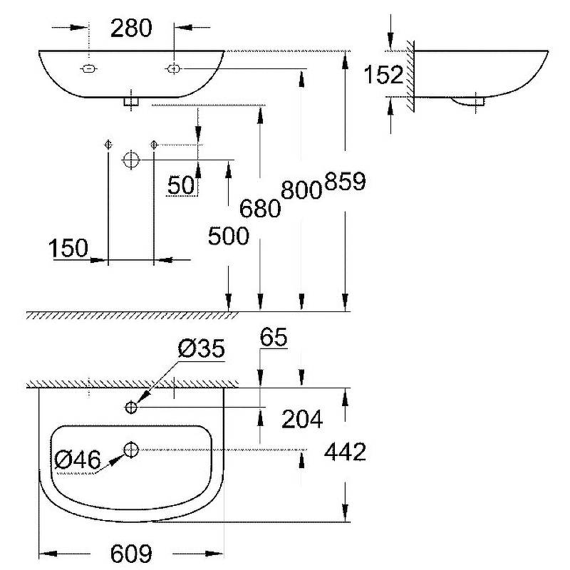 Раковина Grohe Bau Ceramic 60 39421000 Альпин-белый от магазина ЛесКонПром.ру