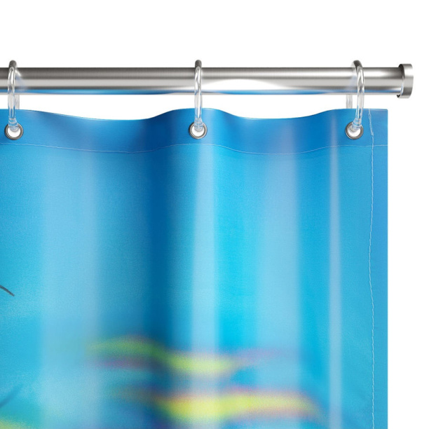 Штора для ванной текстильная 180х180 см голубая Веселые дельфины Fora от магазина ЛесКонПром.ру