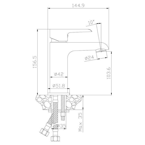 Смеситель для раковины ROSSINKA хром, белый от магазина ЛесКонПром.ру